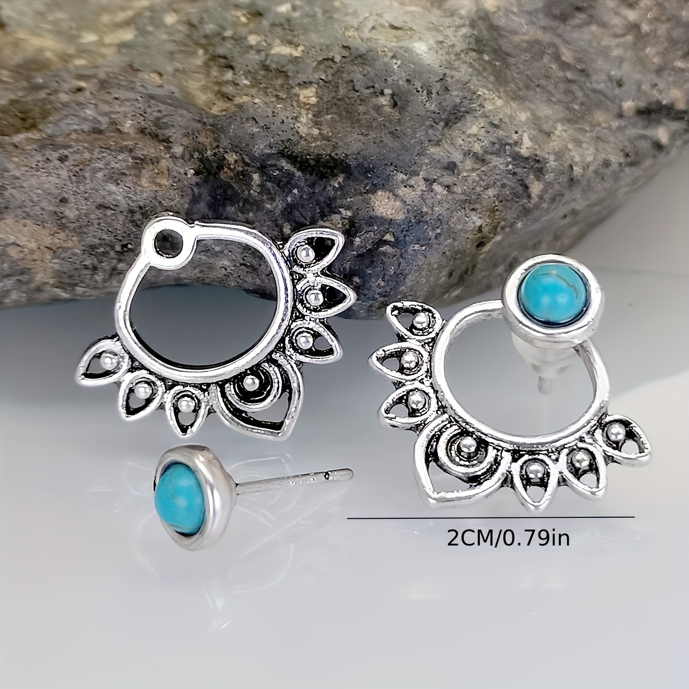 Vintage Bohemian Front and Back Style Turquoise Earrings